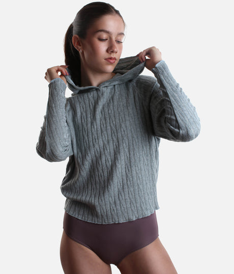 Hooded Sweater for Dancers, Soft Knit Dancewear Essential - THOMASINA