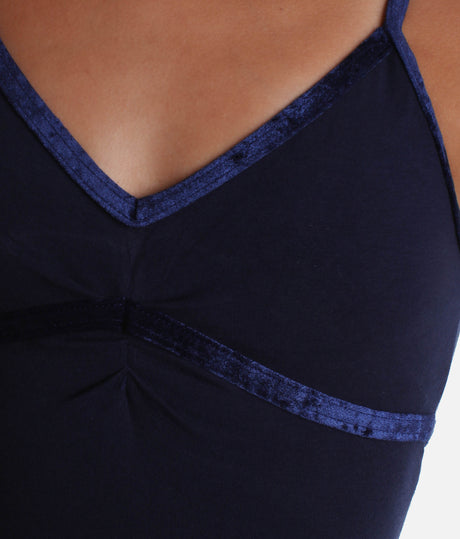 Girls Camisole Leotard with Crossover Velvet Accents - TONI