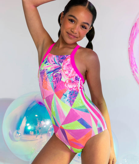 Girls Sporty High Neckline Gymnastics Leotard - TOUCH OF RIO