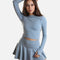 High-Waisted Twirl Skort – Storm Blue Activewear with 2-Pocket Inner Shorts