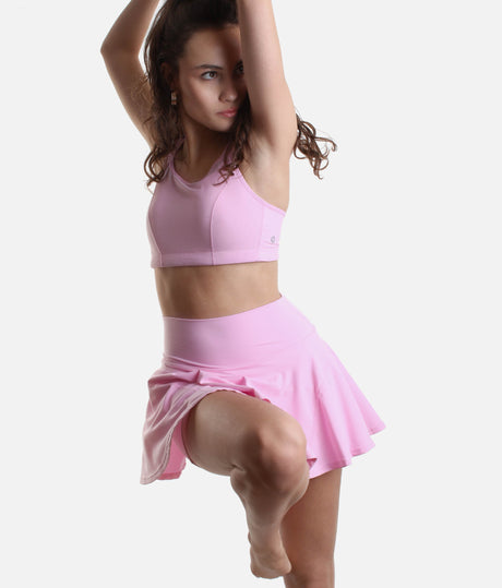 Bubblegum Twirl Skort – Built-In Shorts, High Waist, and Circle Skirt