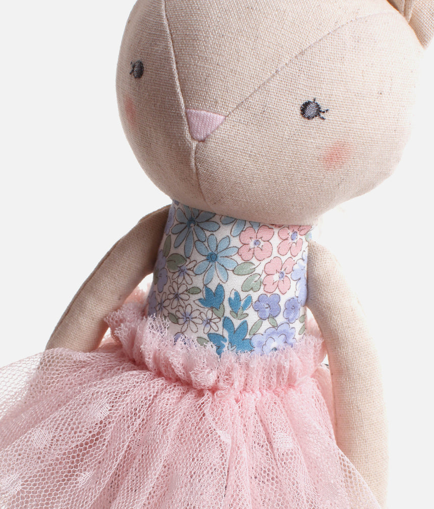 Soft Rag Doll with Tulle Tutu, BLUE Floral Dress & Legwarmers - BABY UNICORN