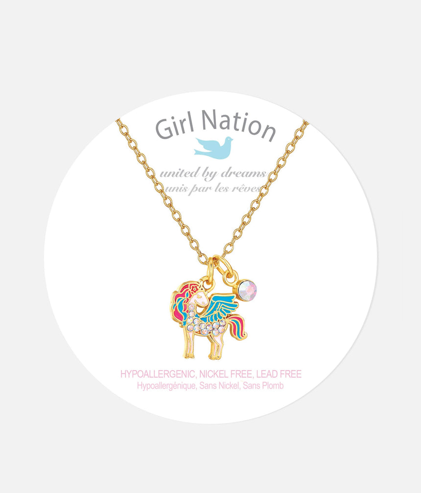 Girls Necklace, Crystal Unicorn Magic - Sweet Petite