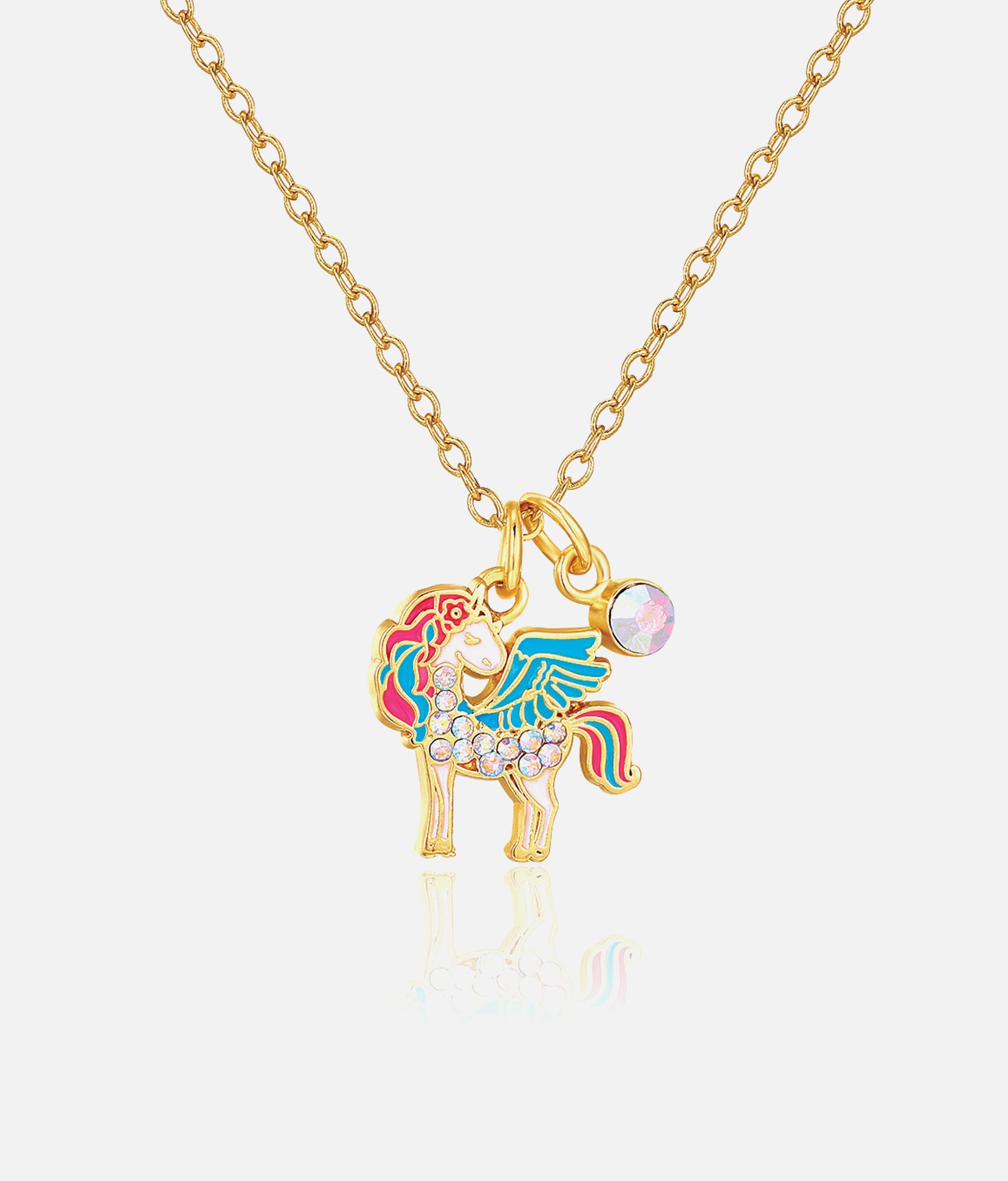 Girls Necklace, Crystal Unicorn Magic - Sweet Petite