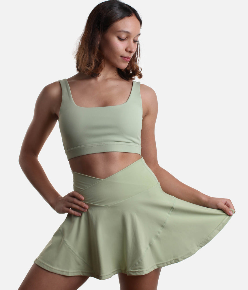 Crisscross Hourglass Twirl Skort in Pistachio: A Refreshing Twist on Activewear