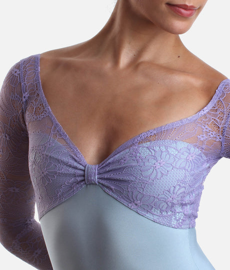 Ballet Leotard with Long Lace Sleeves, Icons Collection - VENERE DI ACQUA