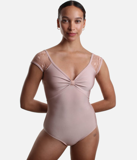 Deep V-Neck Dance Leotard, Romantic Lace - VENERE BC