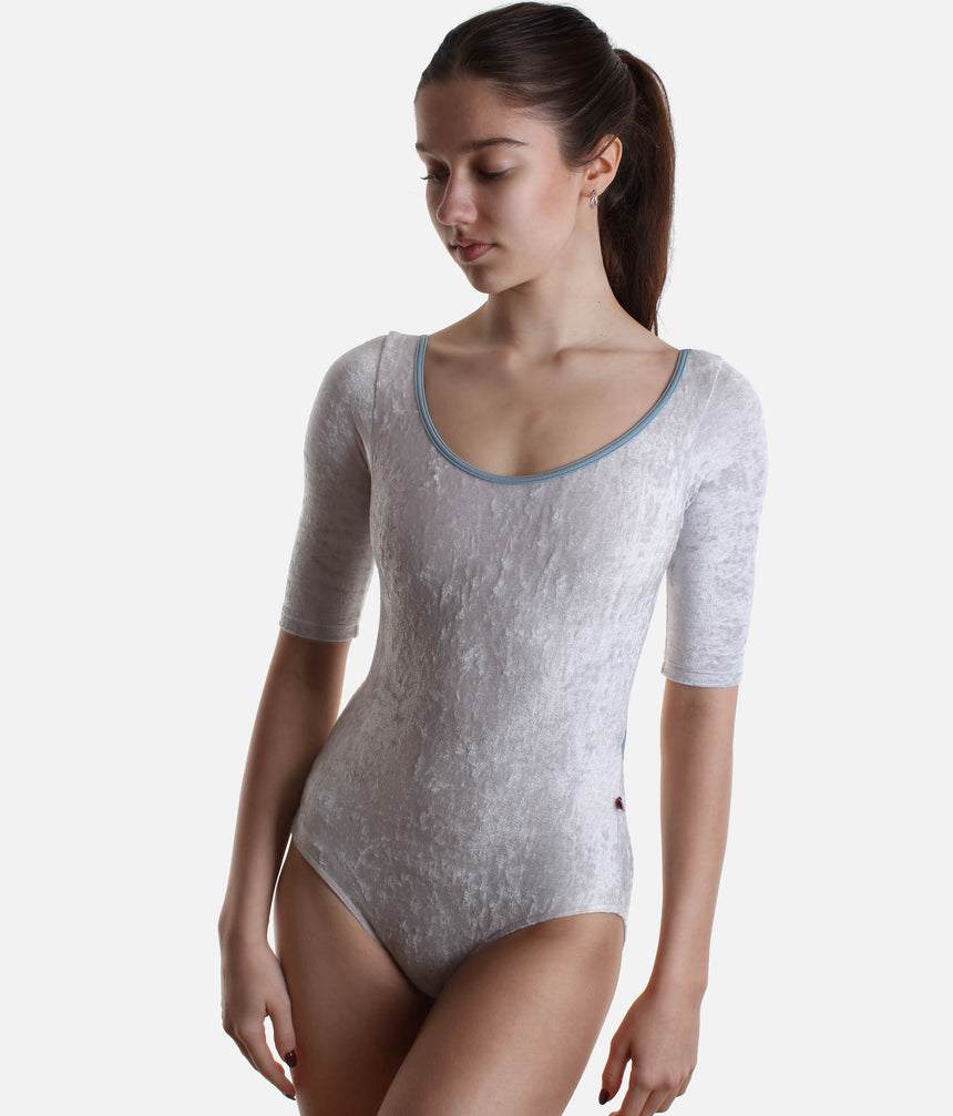 Mid-Sleeve Crushed Velvet Dance Leotard - VERONIQUE