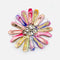 A collection of ballet flats arranged in a circular pattern on a white background, each attached to a silver key ring. The shoes feature a variety of pastel colors including pink, purple, blue, yellow, and orange, with gold floral details on the insoles.