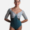 Three-quarter Sleeves Dance Leotard with Tulle Inserts - VESTA DI PAVONE