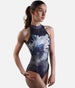 VOLINA High Neck Leotard, Elegant Floral Print with Mesh Back - DA5127