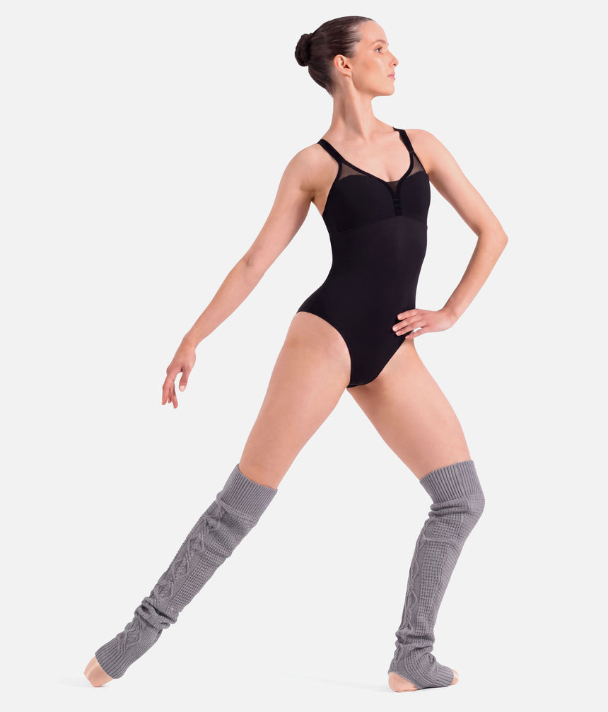 Victoria Cable Knit Stirrup Legwarmers • Pink & Grey - W11008