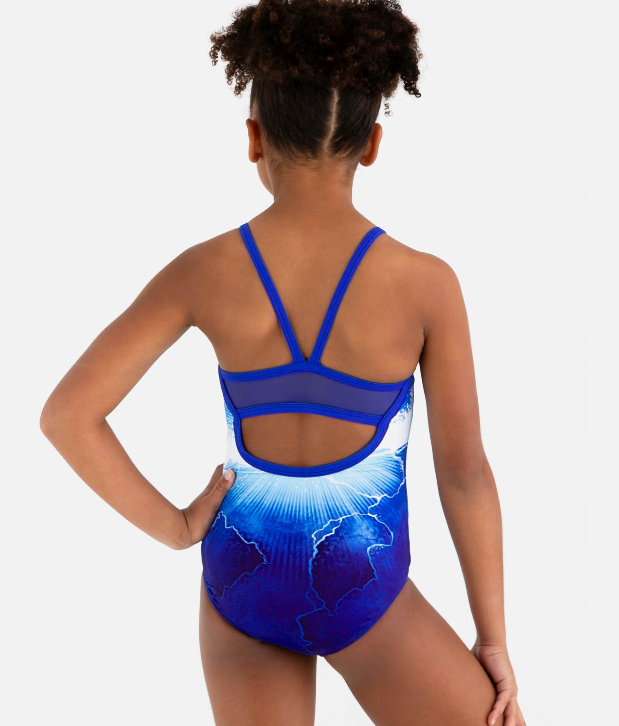 Cami-Strap Gymnastics Leotard, Ocean Print - WATERBURST