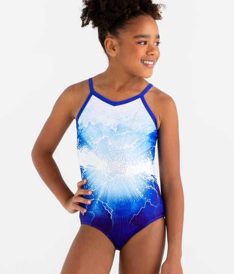 Cami-Strap Gymnastics Leotard, Ocean Print - WATERBURST