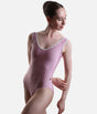 Front view of the YUMIKO Gina Confetti ballet leotard with Silver trim, a V-neckline and high-cut leg