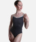 Camisole Style Dance Leotard with Open Back, Contrast Velvet Trim - HEATHER