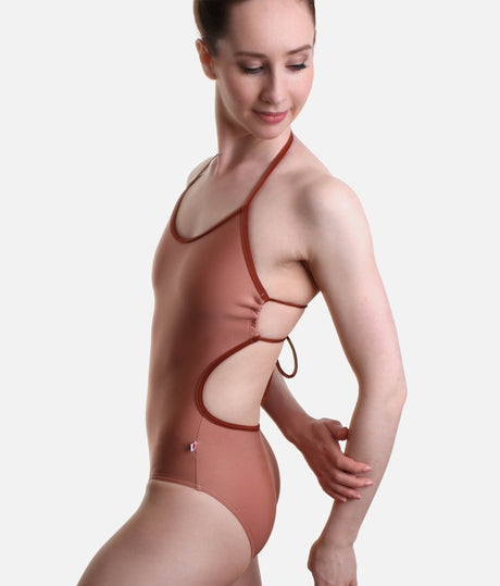 Open Back Ballet Leotard, Halter Style with Side Cut-Outs - KATE