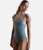 Signature Square Neck Ballet Leotard with Velvet Accents, Adjustable Fit - MIMI FOG