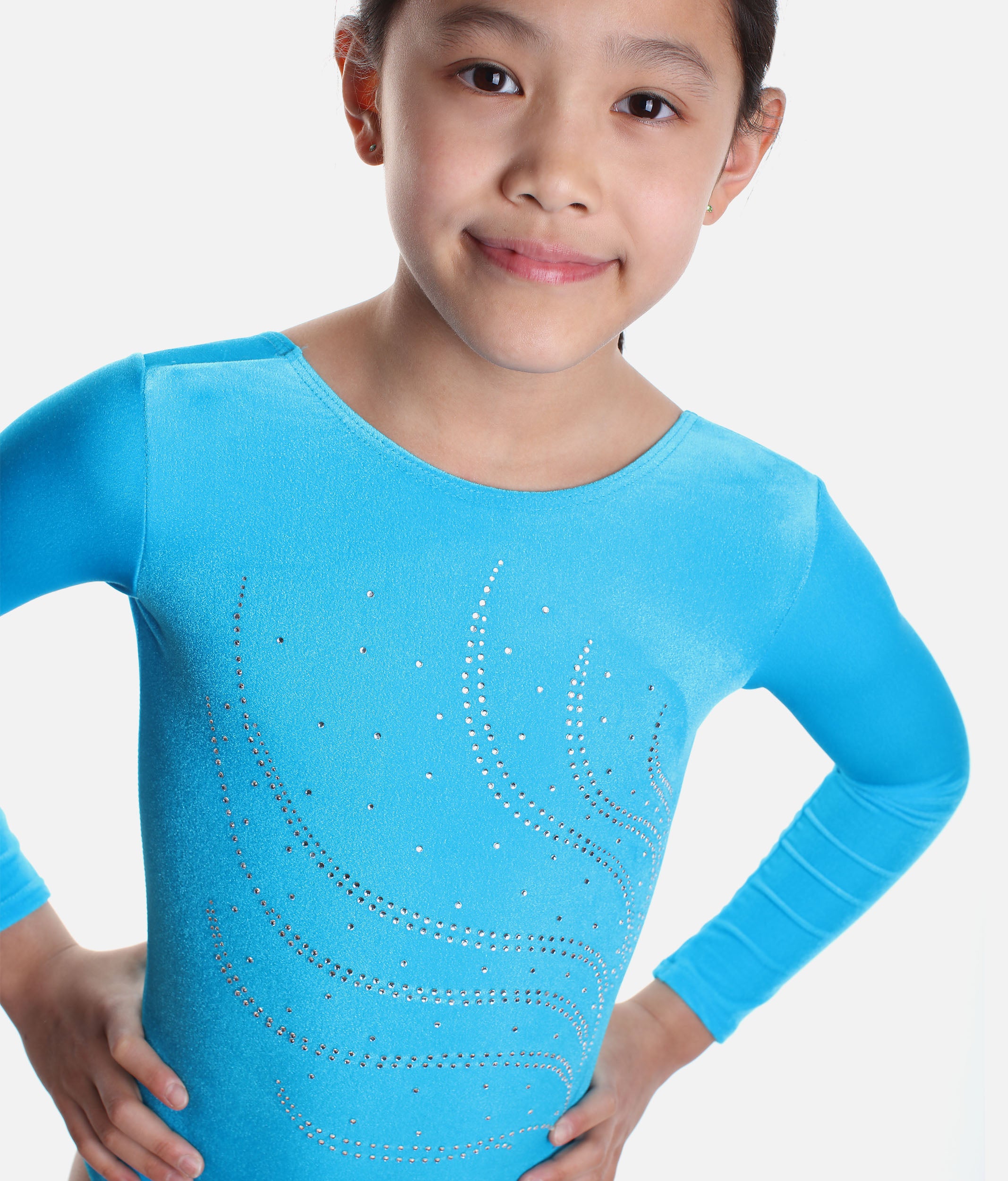 Long Sleeve Gymnastics Leotard, Smooth Velour - 102