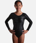 Girls Long Sleeve Gymnastics Leotard, Sparkly Sunbeam Crystal Design - Z102