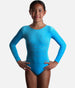 Girls Long Sleeve Gymnastics Leotard, Smooth Velour with Rhinestone Design - Z102