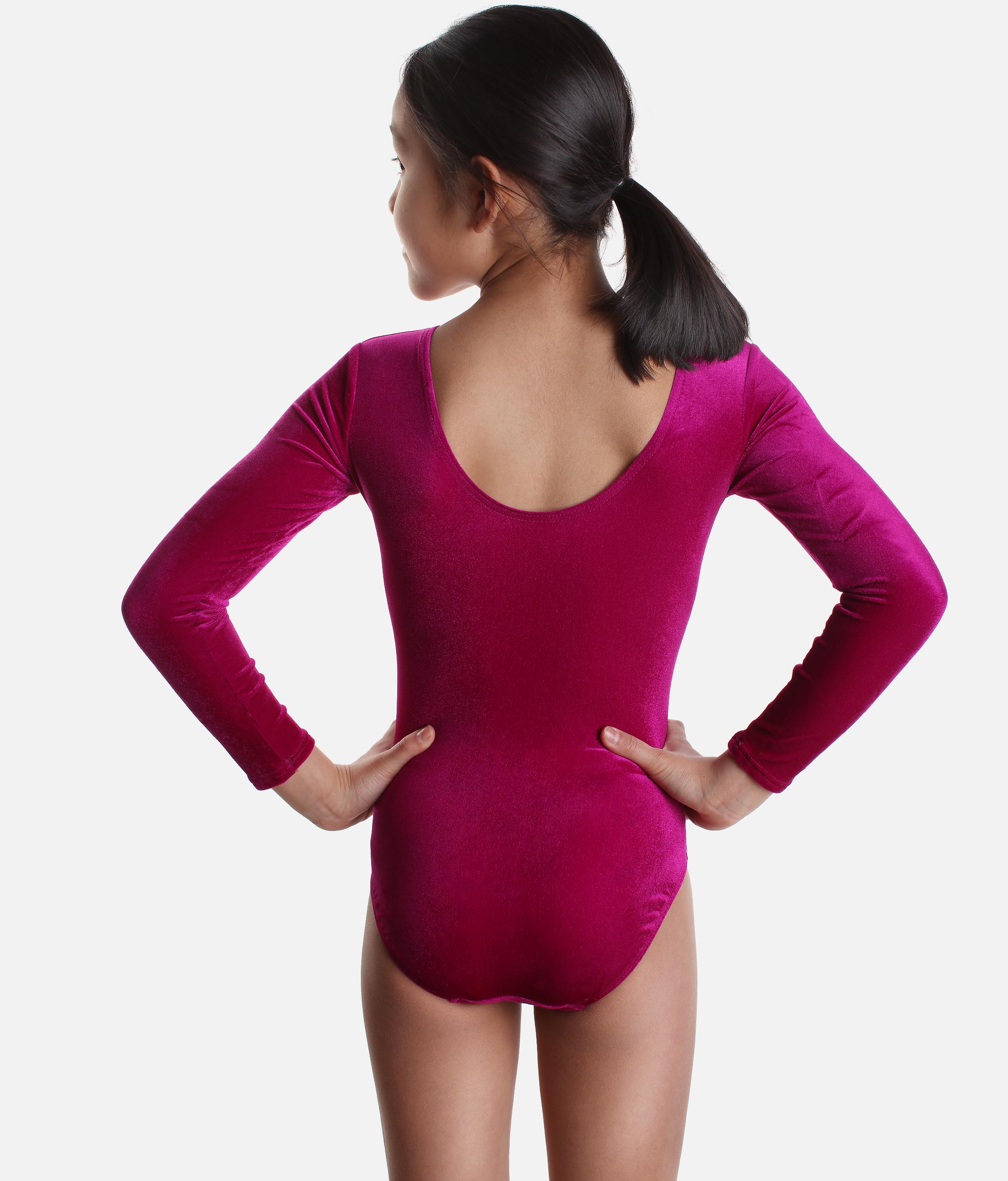 Long Sleeve Gymnastics Leotard, Smooth Velour - 102