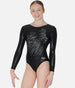 Girls Long Sleeve Gymnastics Leotard, Sparkly Sunbeam Crystal Design - Z102