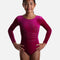 Girls Long Sleeve Gymnastics Leotard, Smooth Velour with Rhinestone Design - Z102