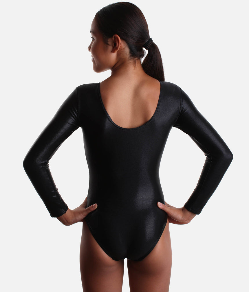 Girls Long Sleeve Gymnastics Leotard, Sparkly Sunbeam Crystal Design - Z102