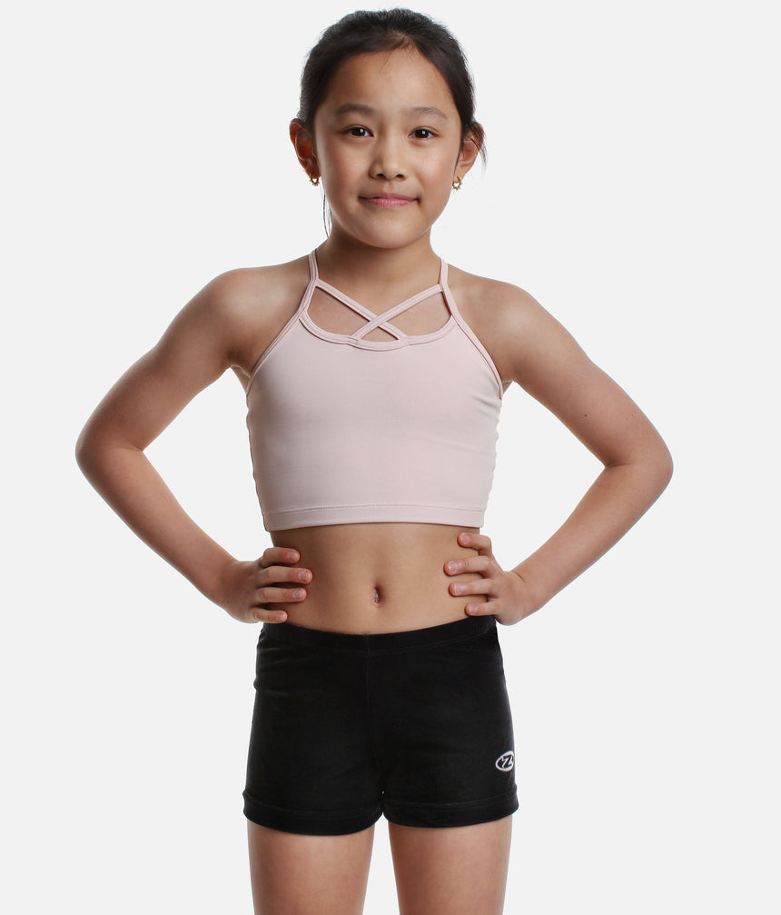 Girl's Hipster Gymnastics Shorts, Smooth Velour - Z2000