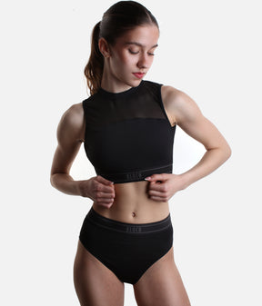 DAKOTA Open Back Dance Crop Top with Mesh Panel - Z30024