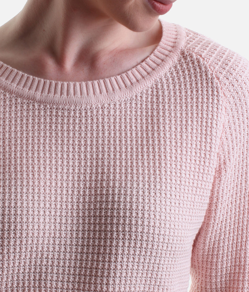 Delilah Ladies’ Cable Knit Ballet Sweater – Pink & Grey - Z30042