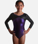 Girl's Dual Colour Gymnastics Leotard, Long Sleeves with & Sparkles - Z554
