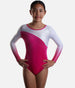 Girls Ombré Long Sleeve Gymnastics Leotard with Rhinestone Design - Z590