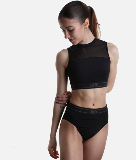 DAKOTA Open Back Dance Crop Top with Mesh Panel - Z30024
