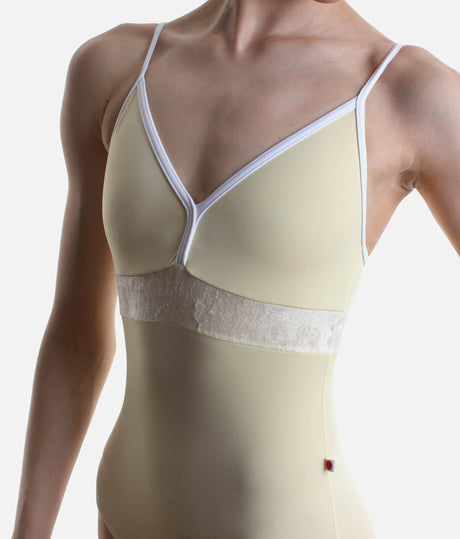Zoe Ballet Leotard • Vanilla Techni with Crushed Velvet Waist